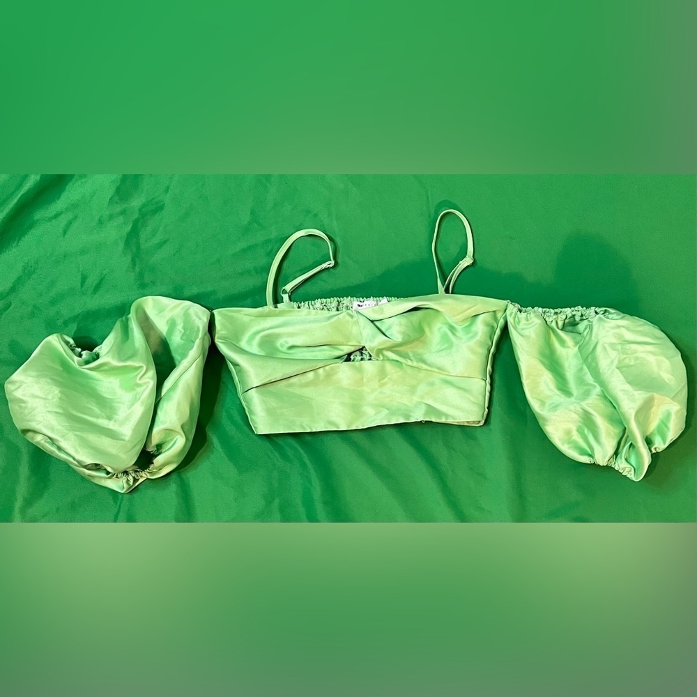 ASOS Lime Satin Cropped Top size 4